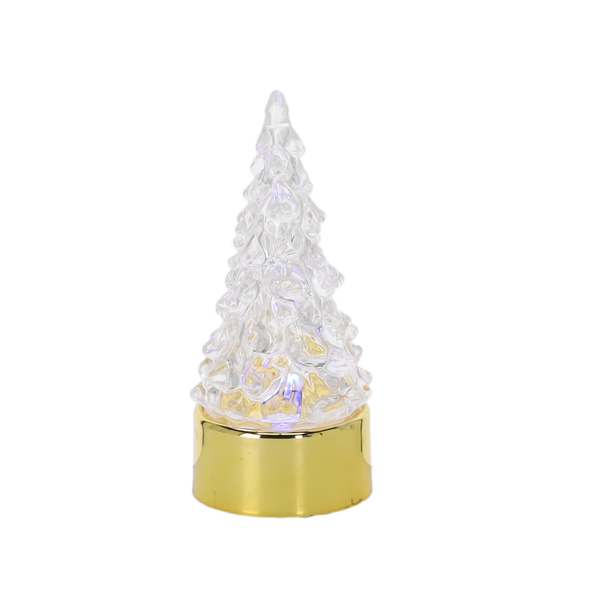 CHRISTMAS DECORATION - LED PLASTIC CHRISTMAS TREE 4 X 9,5 CM GOLD/SILVER disp=12pcs