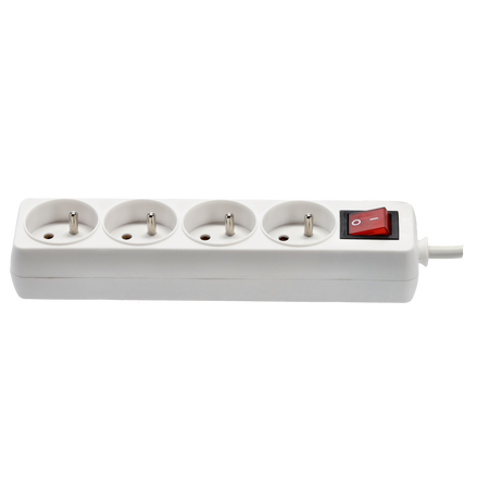 EXTENSION CORD POWER STRIP WITH SWITCH 4 SOCKETS 1.5M WHITE