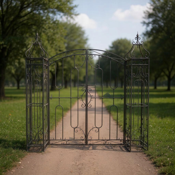 BRAMKA OGRODOWA 170 x 26 x 163 CM ANTYCZNY BRĄZ *1432