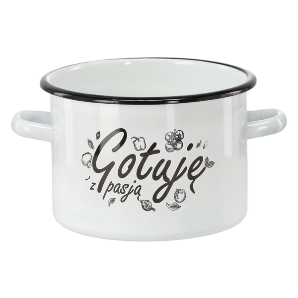 GARNEK EMALIOWANY 3 L 18 CM BIAŁY GOTUJĘ Z PASJĄ *2372