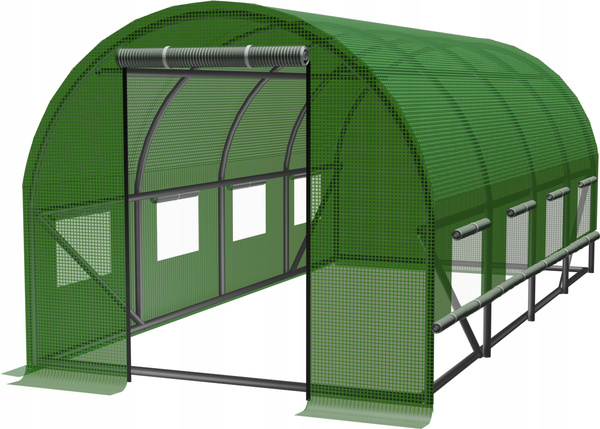 TUNEL OGRODOWY FOLIOWY 4 SEGMENTOWY 4.5 x 2 x 2 M ZIELONY Z OPCJĄ DODATKOWEJ WENTYLACJI