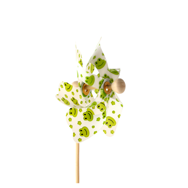 PINWHEEL WITH FROGS 9 x 27,5 CM WHITE/YELLOW