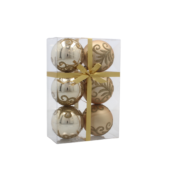 SET 6 BILE DE CRĂCIUN AURII 7 CM MIX DE MODE *5799