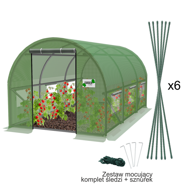 TUNEL FOLIOWY OGRODOWY 3 SEGMENTOWY ZIELONY 3 x 2 x 2 M