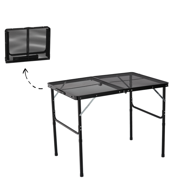 SKLADACÍ TURISTICKÝ STOL ČIERNY 90 x 60 x 40/70 CM *8425