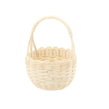 KOSZYK RATTANOWY 18 x 12/23 CM Z UCHWYTEM - BIAŁY *8758