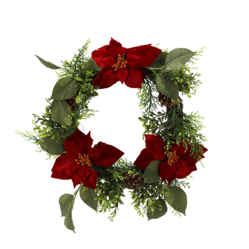 UMELÝ KVIET - VENEC S POINSETTIOU 40 CM balenie=2 ks *3283