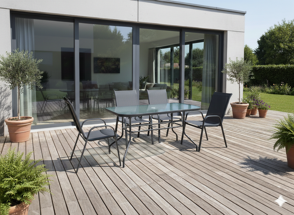 ZESTAW MEBLI OGRODOWYCH - STÓŁ 120 x 70 x 70 CM + 4 KRZESŁA 91 x 54 x 70 CM - CZARNY *6629