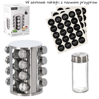 PRZYPRAWNIK OKRĄGŁY 17,3 x 25,8 CM 16 SŁOICZKÓW SREBRNY *9141