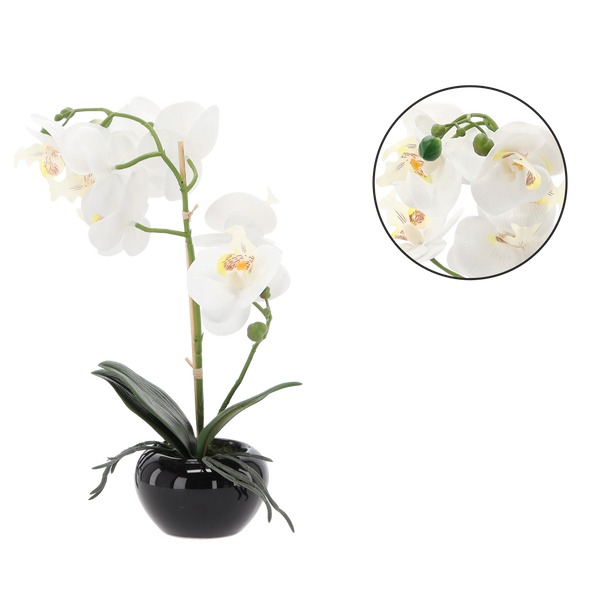 ARTIFICIAL FLOWER - WHITE ORCHID 30 CM PACK=6 PCS