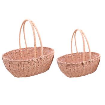 ZESTAW 2 KOSZYKÓW RATTANOWYCH Z UCHWYTEM – NATURALNY