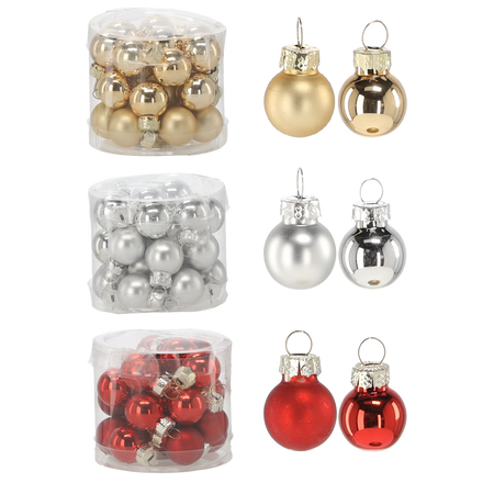 SET OF 24 CHRISTMAS TREE BAUBLES MIC COLORS 6 x 6 CM