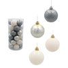 SET OF 30 ORNAMENTS 6 CM  IN TUBE CHAMPAGNE/GRAY/WHITE