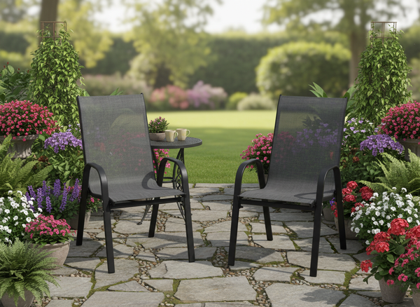 KPL. 2 KRZESEŁ OGRODOWYCH CZARNYCH 54 x 72 x 96