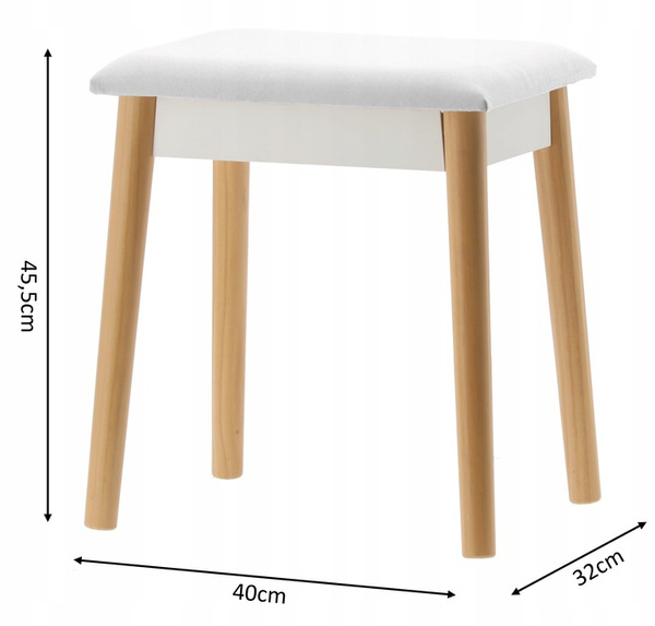 TOALETKA DO WIZAŻU BIAŁA RETRO Z OKRĄGŁYM LUSTREM + TABORET *5803