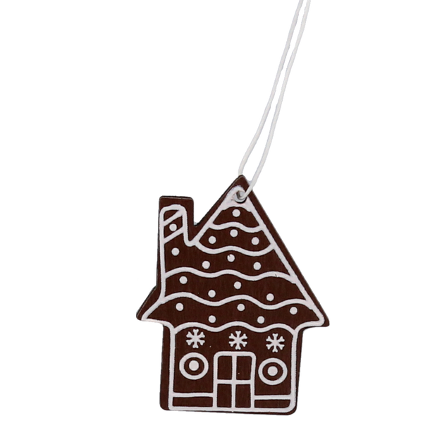 Set de 18 ornamente de Crăciun din lemn pentru suspendare, amestec de 3 modele maro închis, ambalaj=12 buc *8990