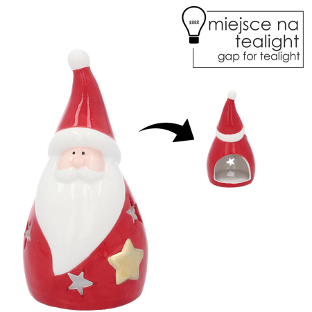 FIGURKA BOŻONAR. - MIKOŁAJ Z MIEJSCEM NA TEALIGHT 7,8 x 7,5 x 14,8 CM opak=6 szt *5715