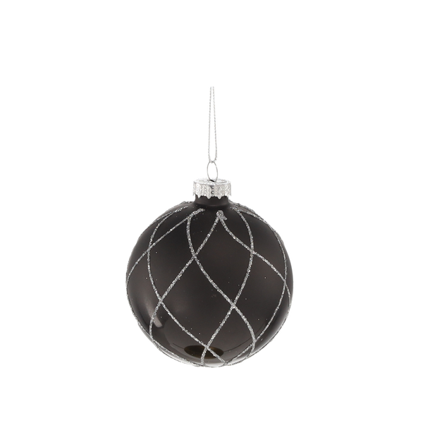 GLASS BAUBLE - BLACK MIX DESIGNS 8 CM