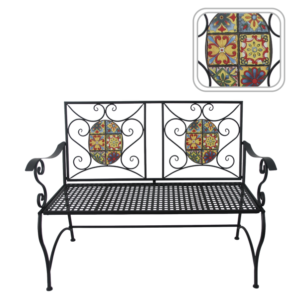 ŁAWKA OGRODOWA MOZAIKOWA 115 x 56 x 90 CM