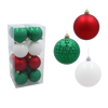 SET OF 16 BAUBLES 8 CM RED/GREEN/WHITE