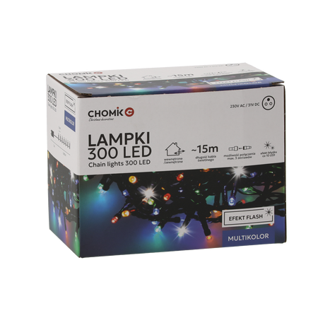 LED SPOTREBA 300L MULTIKOLOR + STUDENÝ BLESK, DĹŽKA 3 + 15 M VNÚTR/EXTERIÉR *9553