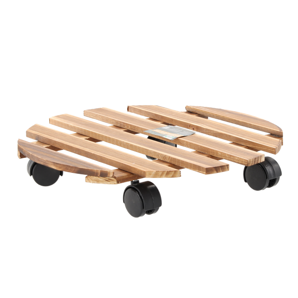 PODSTAWKA POD DONICZKĘ DREWNIANA OKRĄGŁA NA KÓŁKACH FI 30 CM *4557