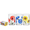 SET OF 6 GLASSES DECORATED WITH POPPY SEEDS, SUNFLOWER HABER