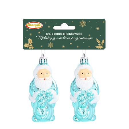 SET DE 2 DECORAȚIUNI DE CRĂCIUN MOȘ CRĂCIUN CU SACUL DE CADOURI *9199