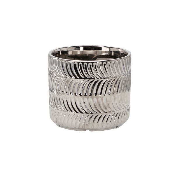 CERAMIC COVER FOR A POT 15 x 15 x 13 CM SILVER