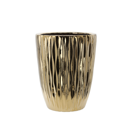 CERAMIC COVER FOR A POT 29 x 29 x 41,5 CM GOLD WAVY
