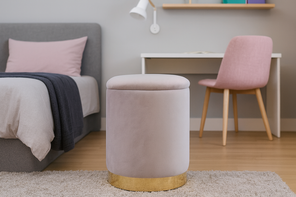 ROUND POUF 28 X 42 CM GREY