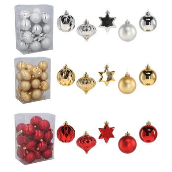 KPL. 23 ORNAMENTE ROȘU/ARĂMIE/SILVER MIX DE MODELE *7498