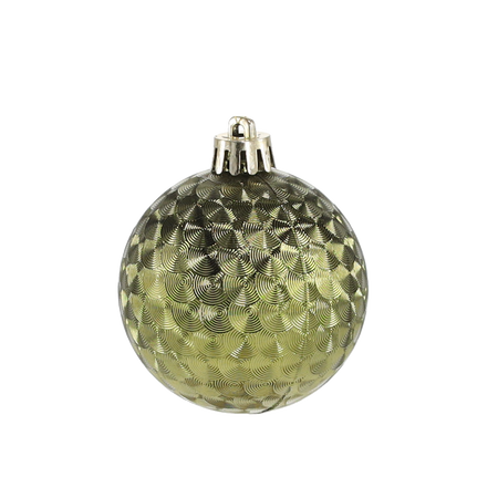 SET OF 24 BAUBLES 6 CM OLIVE/COPPER/GRAPHITE MIX DESIGNS