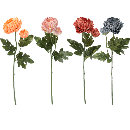 UMELÁ VETVA - CHRYSANTÉMA S DVOMA KVETMI 64 CM MIX FARIEB bal=24ks *4045