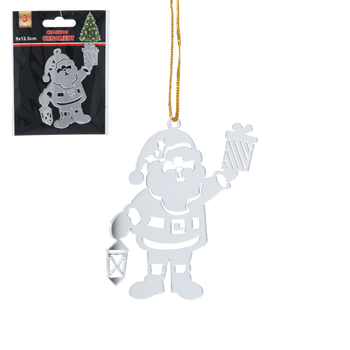 SADA 3 VIANOČNÝCH OZDOB - STRIEBORNÝ MIKULÁŠ 6 x 8 CM balenie=48ks *0825
