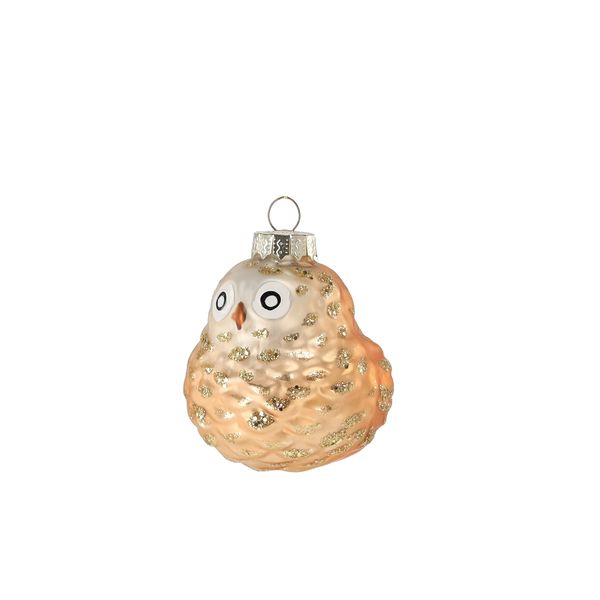 GLASS ORNAMENT - OWL 5.7 X 5.6 X 6.6 CM
