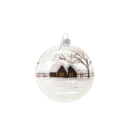 TRANSPARENT GLASS CHRISTMAS BAUBLE 10 CM LANDSCAPE