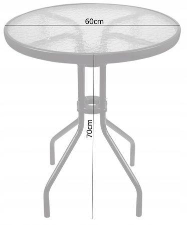 MASA DE GRĂDINĂ ROTUNDĂ 60 x 60 x 70 cm/pentru set 2 scaune + masă/ NEAGRĂ *2262