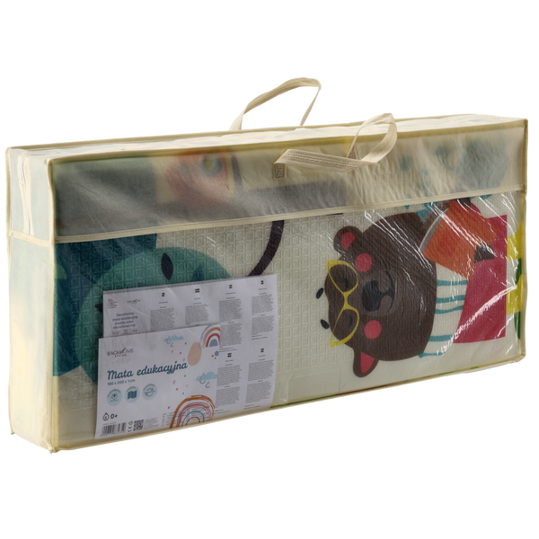 DWUSTRONNA MATA EDUKACYJNA 180x200x1 CM SKŁADANA ZWIERZĘTA-DRZEWA + TORBA *4350