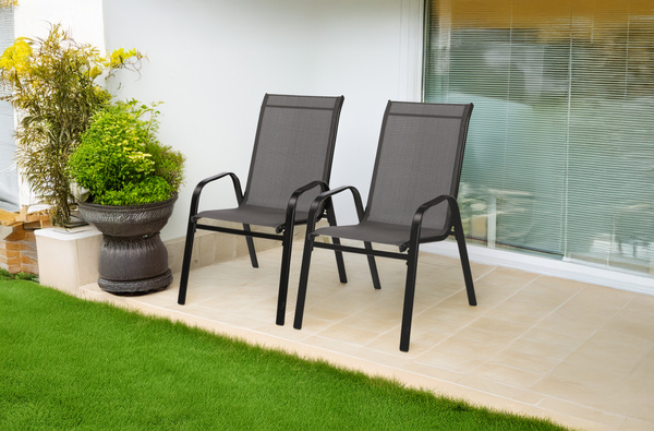 SET OF 2 PCS STEEL KD CHAIR GREY 54 x 70 x 92 CM