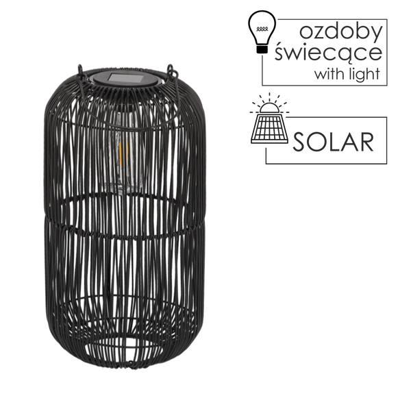 LAMPION SOLARNY CZARNY 39 CM *8891