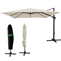 PARASOL OGRODOWY "ROMA" 3 x 3 M BEŻOWY Z POKROWCEM *5408