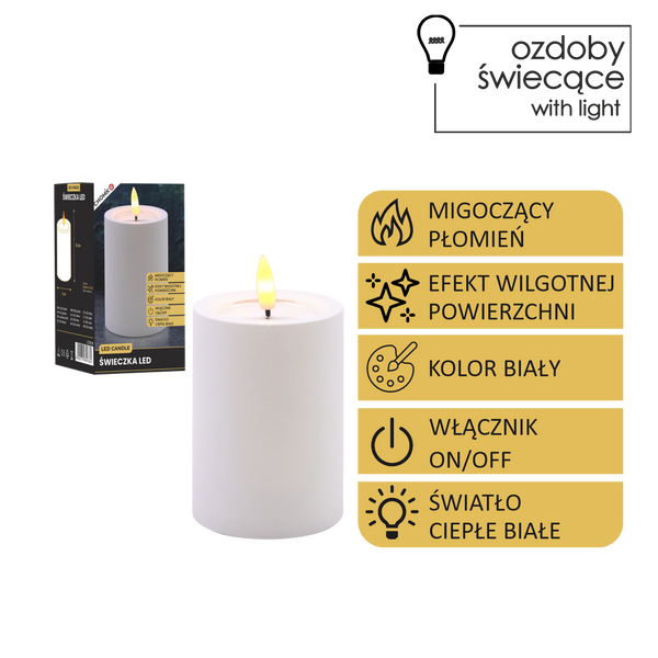 LED CANDLE WHITE 7 X 10 CM