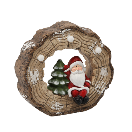 FIGURKA BOŽÍHO HODNĚ - MIKULÁŠ V KMEŇA STROMU 29 X 12 X 28 CM LED *1032