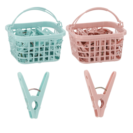 30 CLOTH CLIP 1.2CM  PLASTIC BASKET 11.6*11.6*7CM