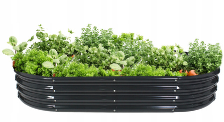 GRĂDINĂ PENTRU LEGUME ȘI FLORI 240 X 120 X 30 CM OVALĂ ANTRACIT *8441