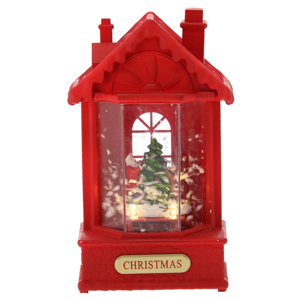 ŚWIĄTECZNY LAMPION 12 x 9 x 19,5 CM Z WKŁADEM LED POZYTYWKA - DOMEK CZERWONY *3850