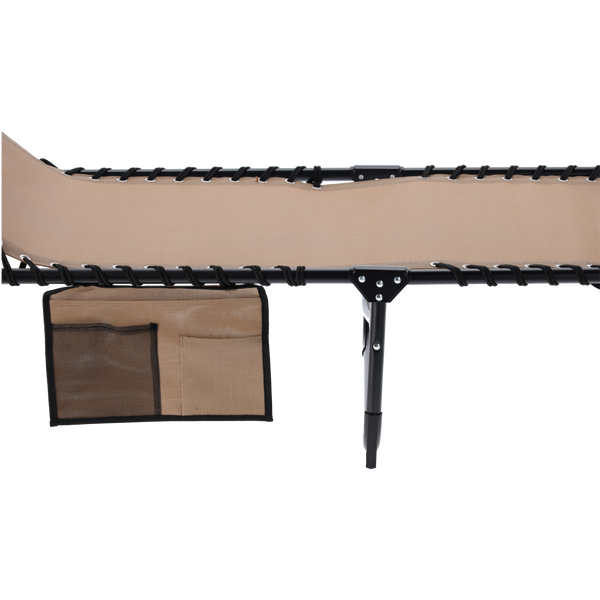 LEŻAK / ŁÓŻKO OGRODOWE SKŁADANE 190 x 58 x 30 CM Z KIESZONKĄ KREMOWE