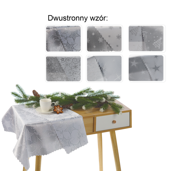 UBRUS DVOJITÝ STŘÍBRNÝ MIX 80X80 CM VÁNOCE BALENÍ 1KS *4457