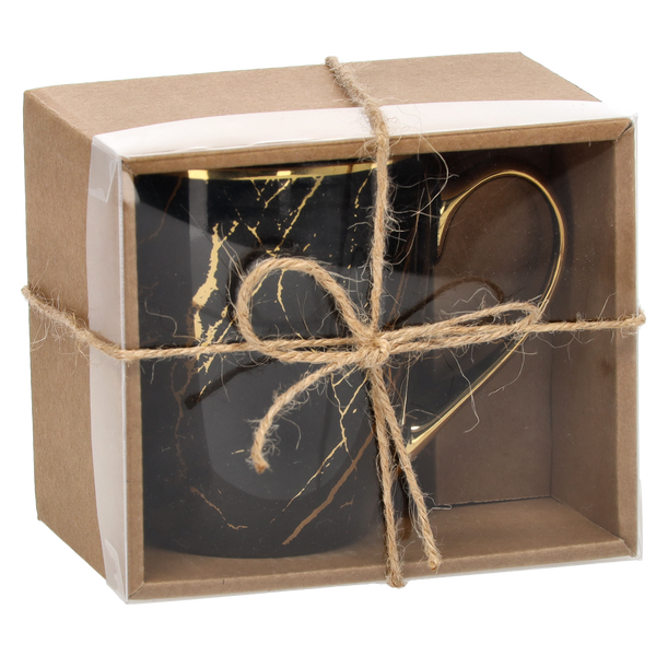 PORCELAIN MUG 400 ML MARBLE WITH GOLD MIX COLOR PACK=1PC